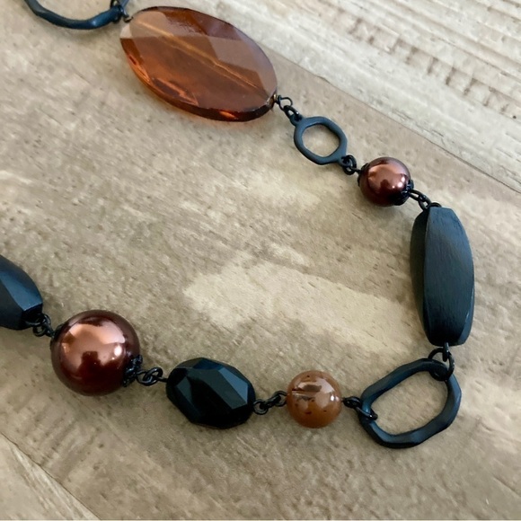 Artisan BEAD and Chain Long Statement Necklace EB - Picture 6 of 12